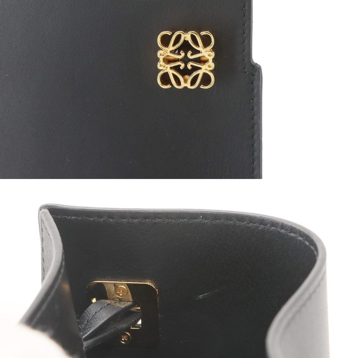 Dice Pocket Shoulder Bag Leather Black C630R12X01