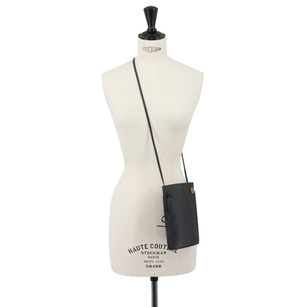 Dice Pocket Shoulder Bag Leather Black C630R12X01