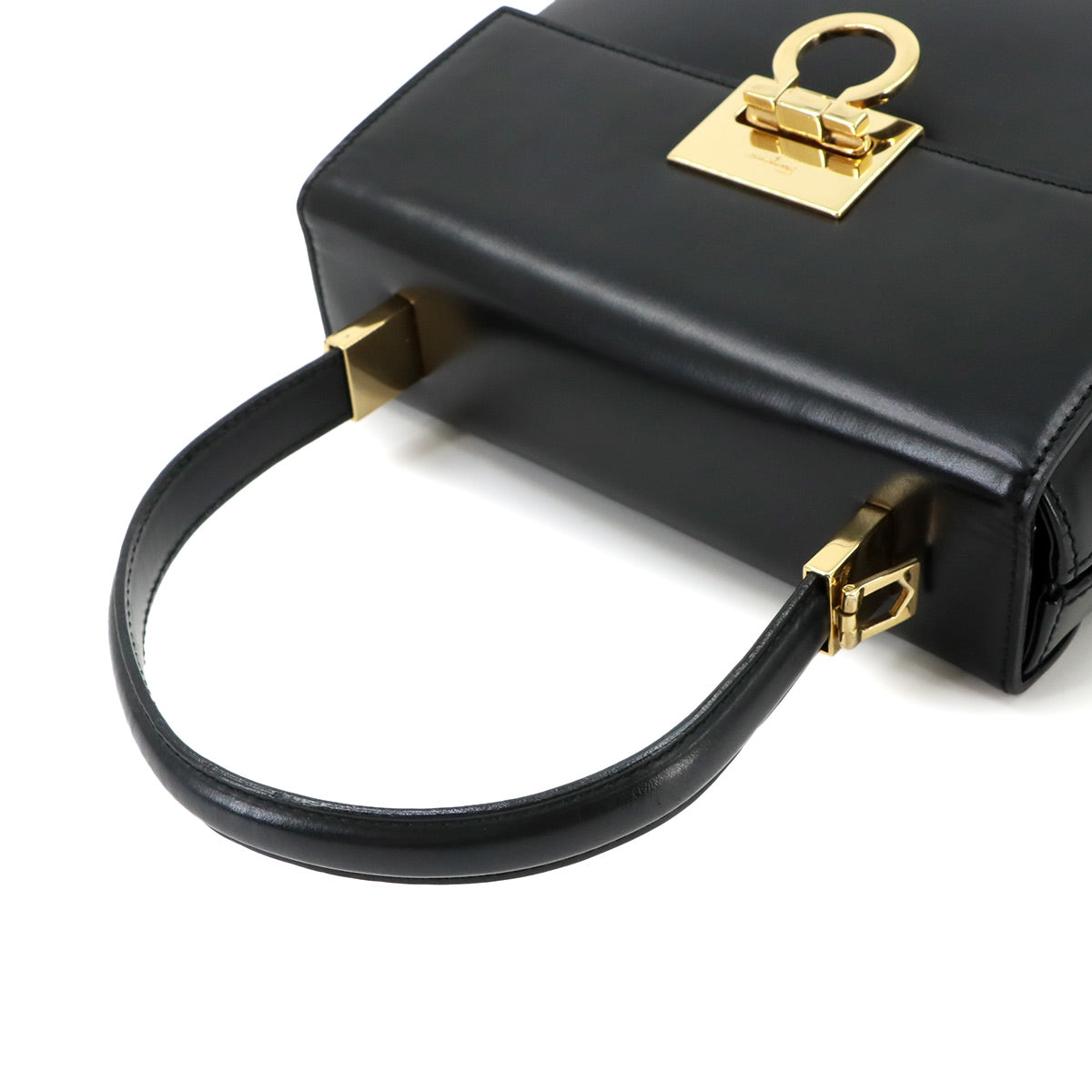 Gancini Hand Shoulder Bag Leather Black 218658