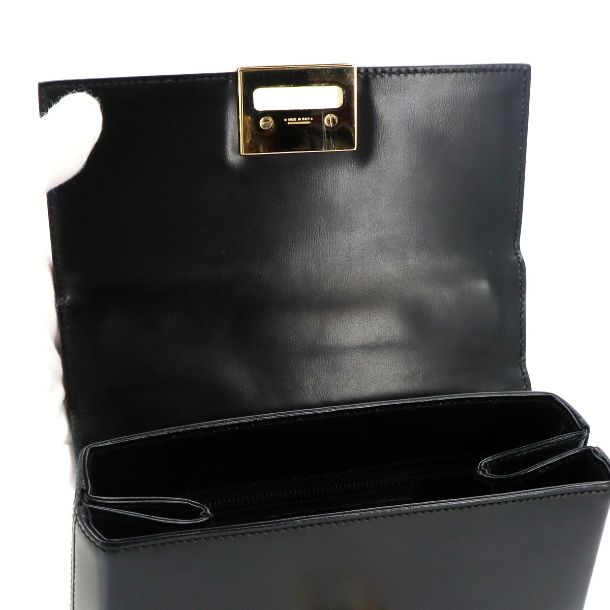 Gancini Hand Shoulder Bag Leather Black 218658