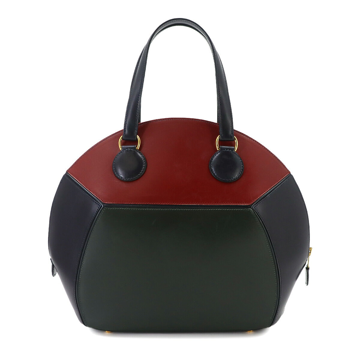 Ile de Shiki Hand Bag Box calf Rouge H Blue Indigo Green Vintage