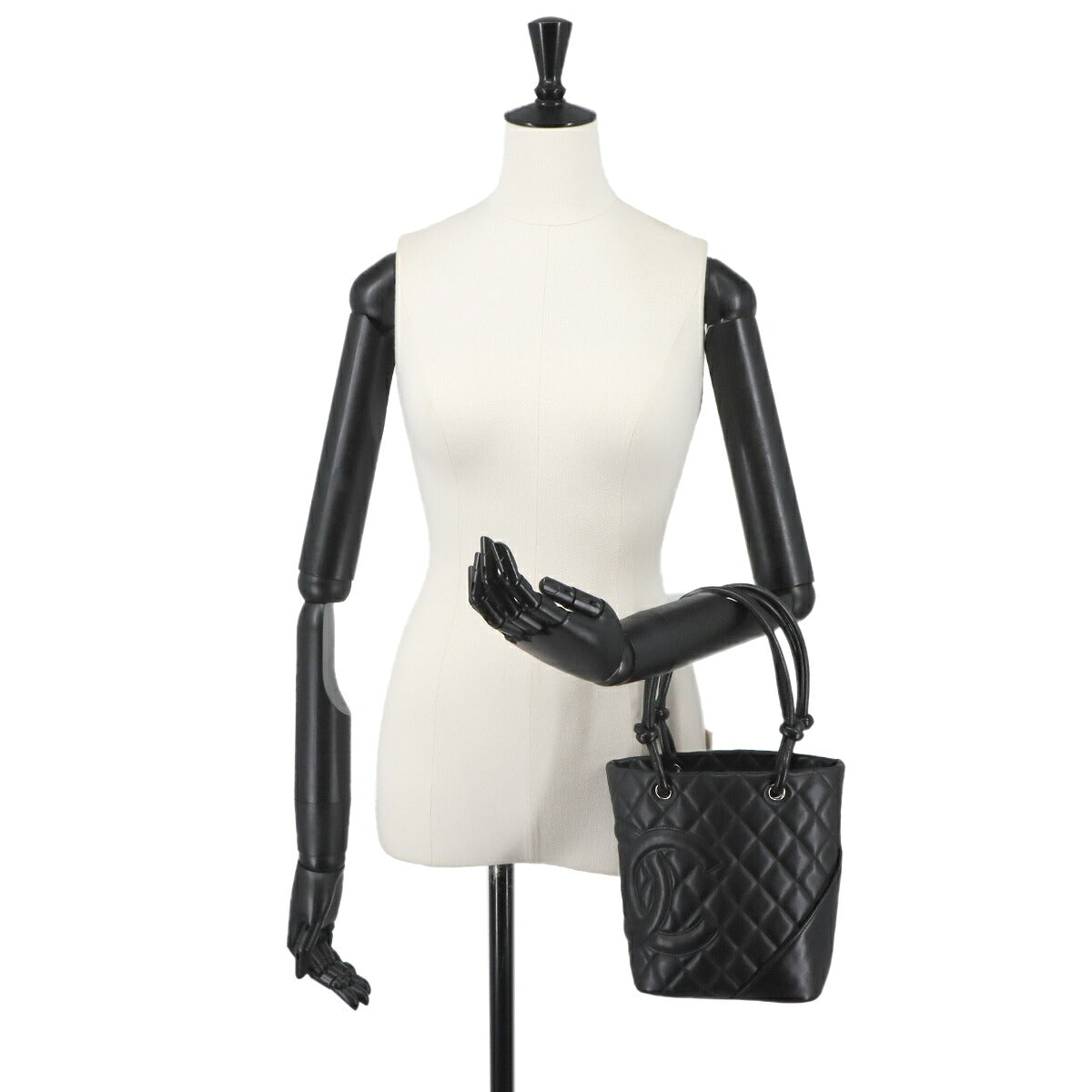 Cambon Line Small Tote Bag Leather Black A25166 Purse