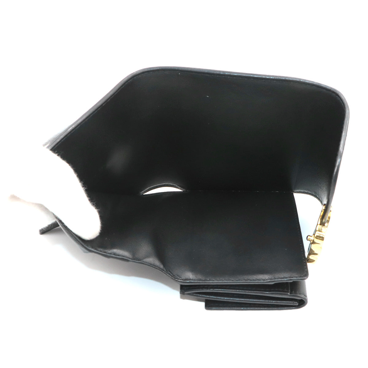 Triomphe Compact Wallet Leather Black 10D783DPV