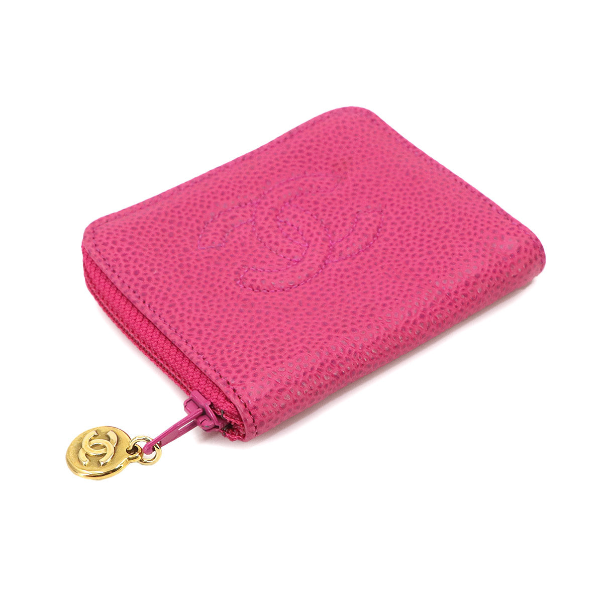 Coin Case Purse Leather Pink Coco Mark