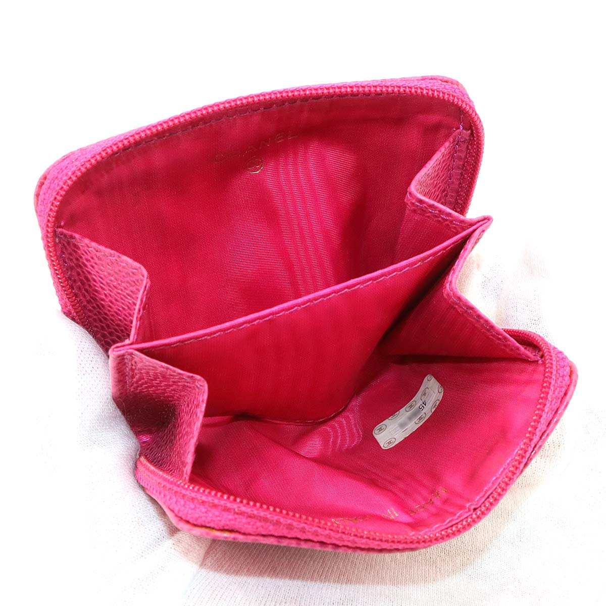 Coin Case Purse Leather Pink Coco Mark