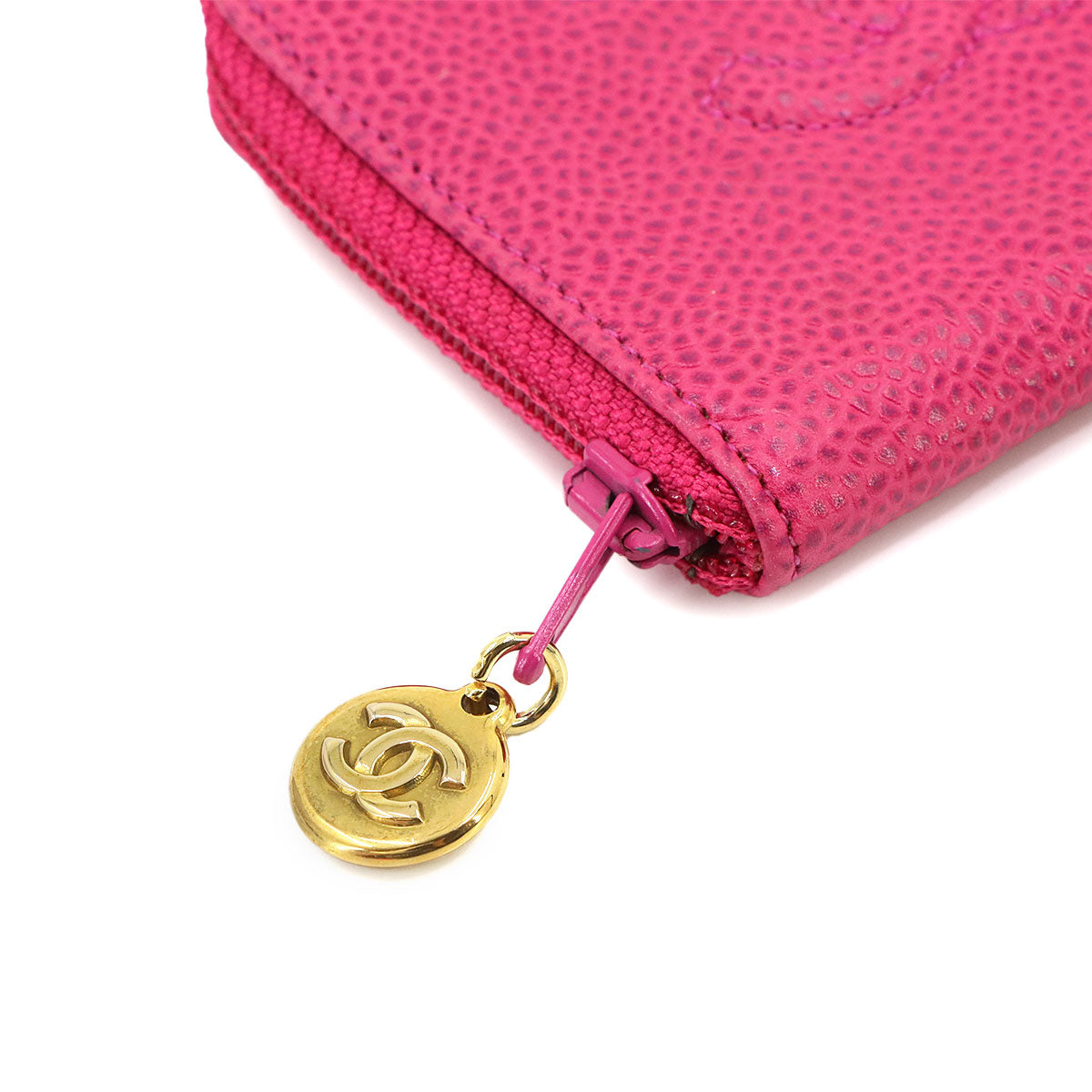Coin Case Purse Leather Pink Coco Mark