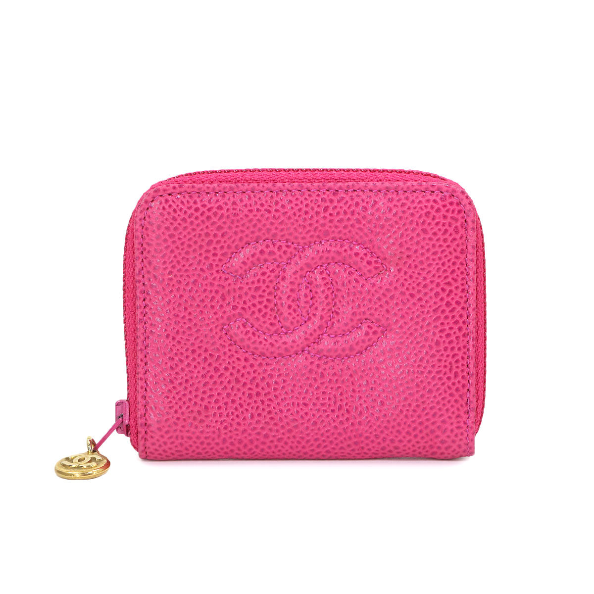 Coin Case Purse Leather Pink Coco Mark