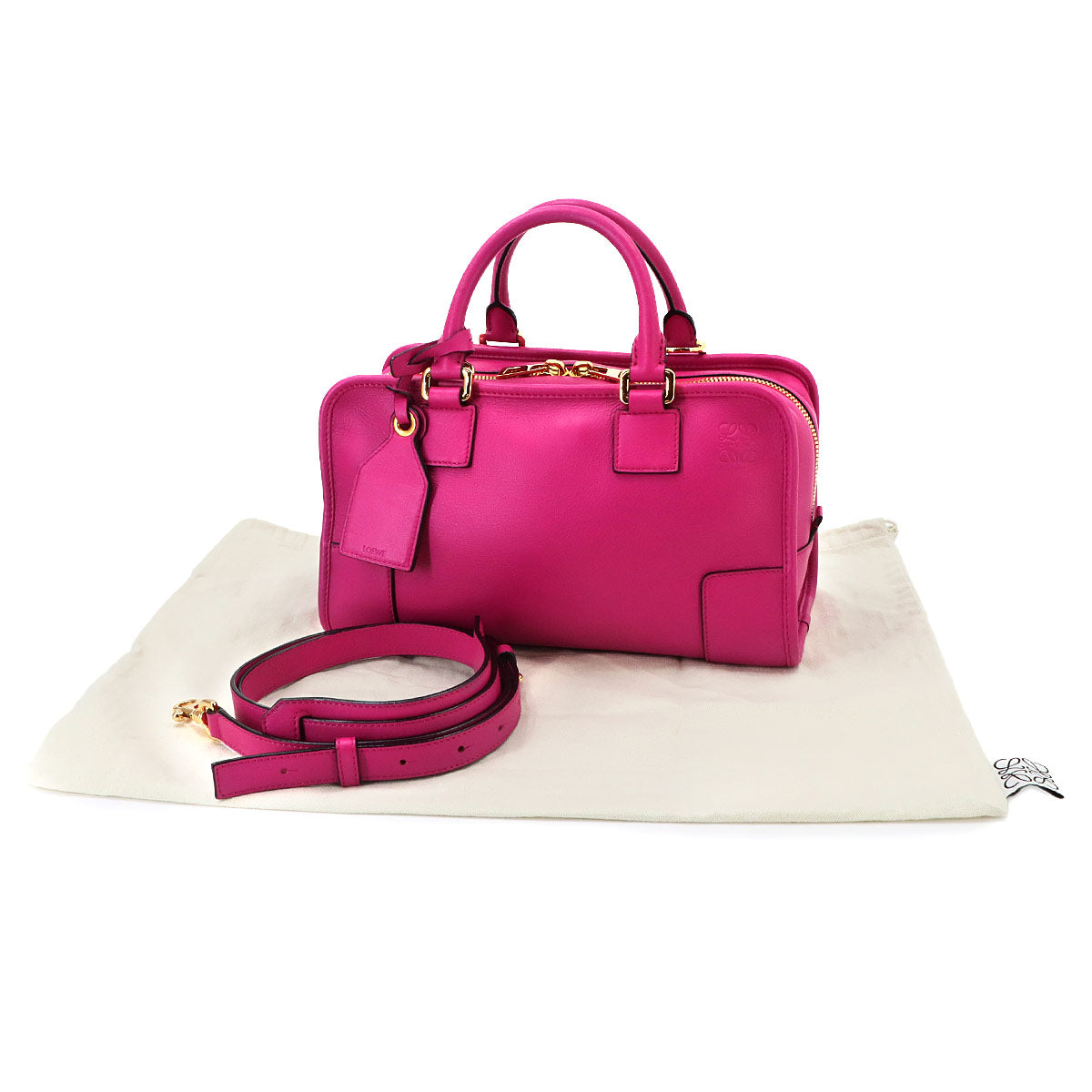 Amazona 28 Hand Bag Leather Pink Anagram Purse