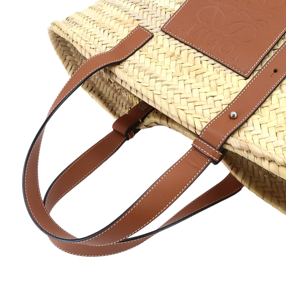 LOEWE Basket Bag Medium Palm leaf Leather Natural Tan Purse Brown