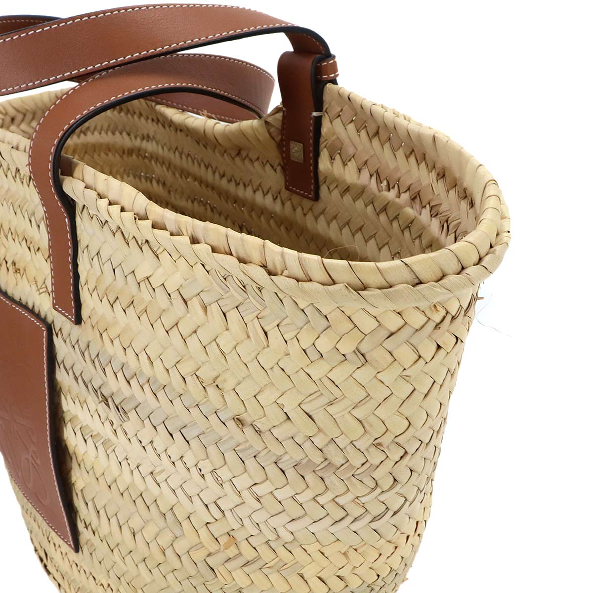 LOEWE Basket Bag Medium Palm leaf Leather Natural Tan Purse Brown