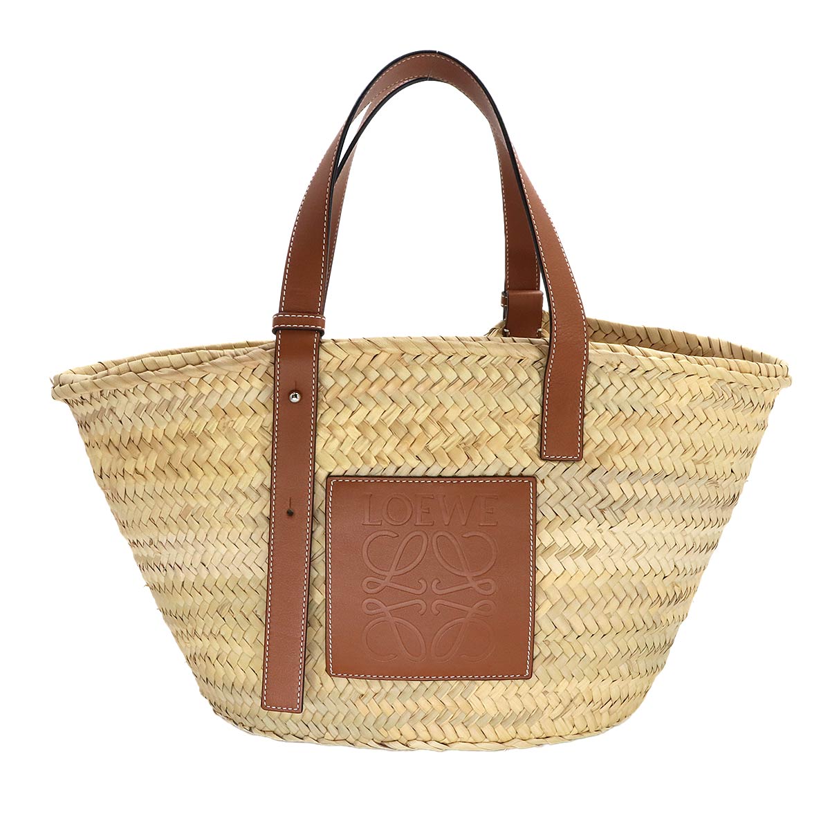 LOEWE Basket Bag Medium Palm leaf Leather Natural Tan Purse Brown