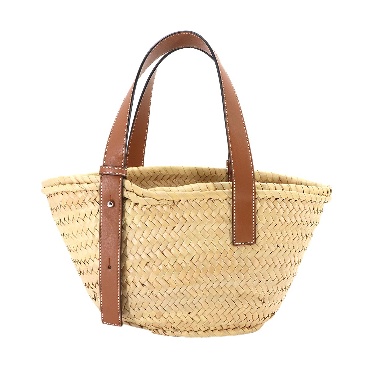 Basket Bag Small Palm Leaf Leather Natural Tan Purse Brown