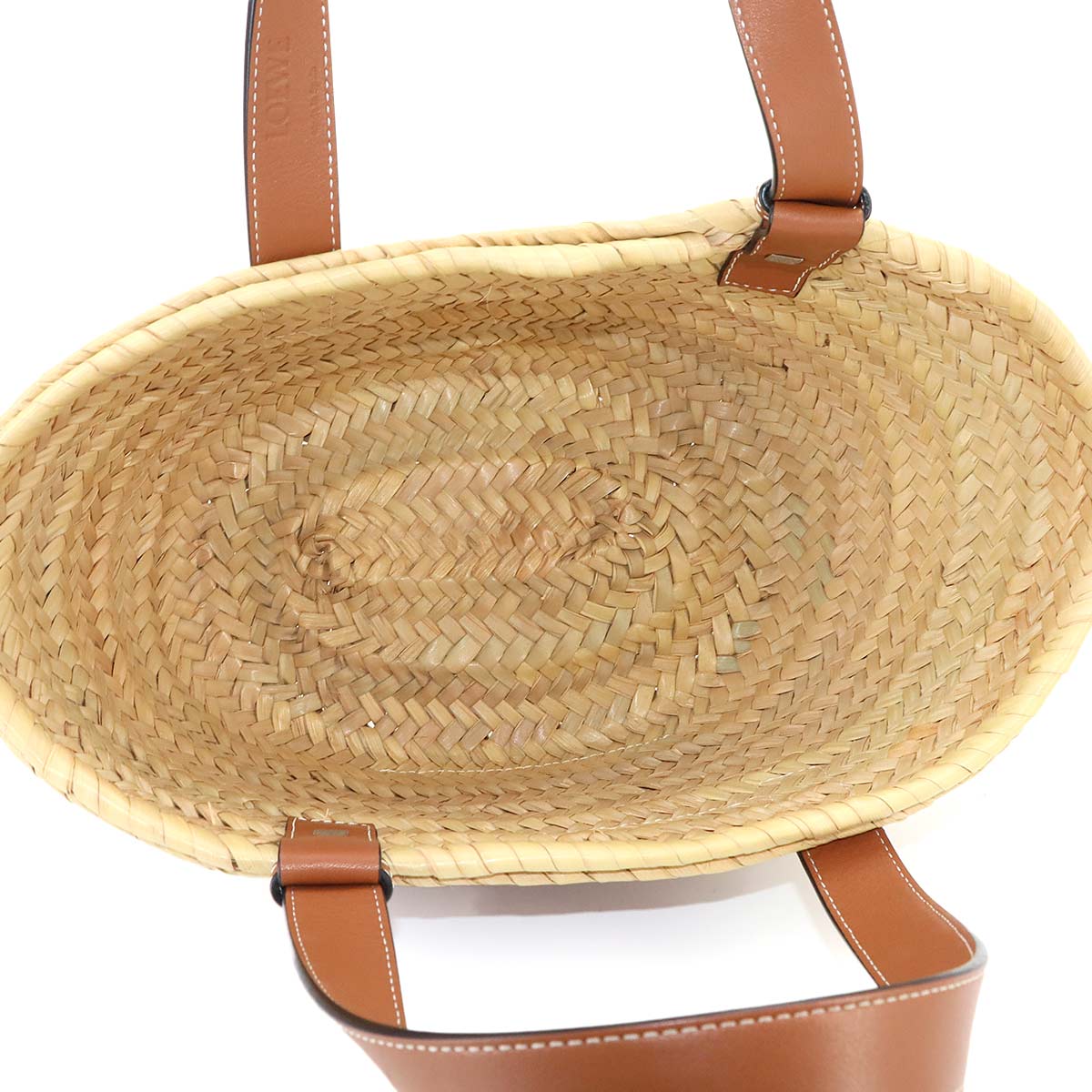 Basket Bag Small Palm Leaf Leather Natural Tan Purse Brown