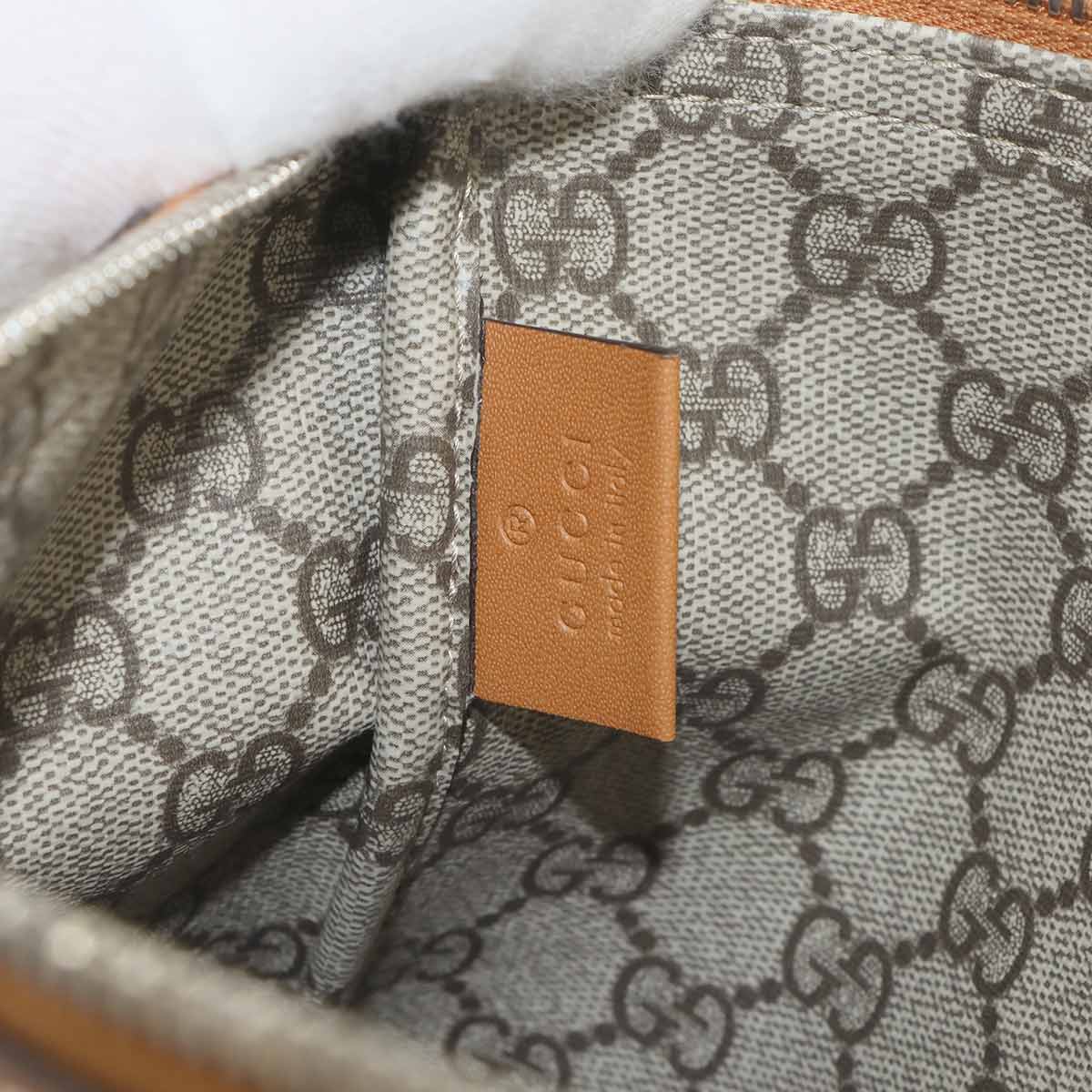 Clutch Bag Canvas Leather Beige Brown 777165 Purse