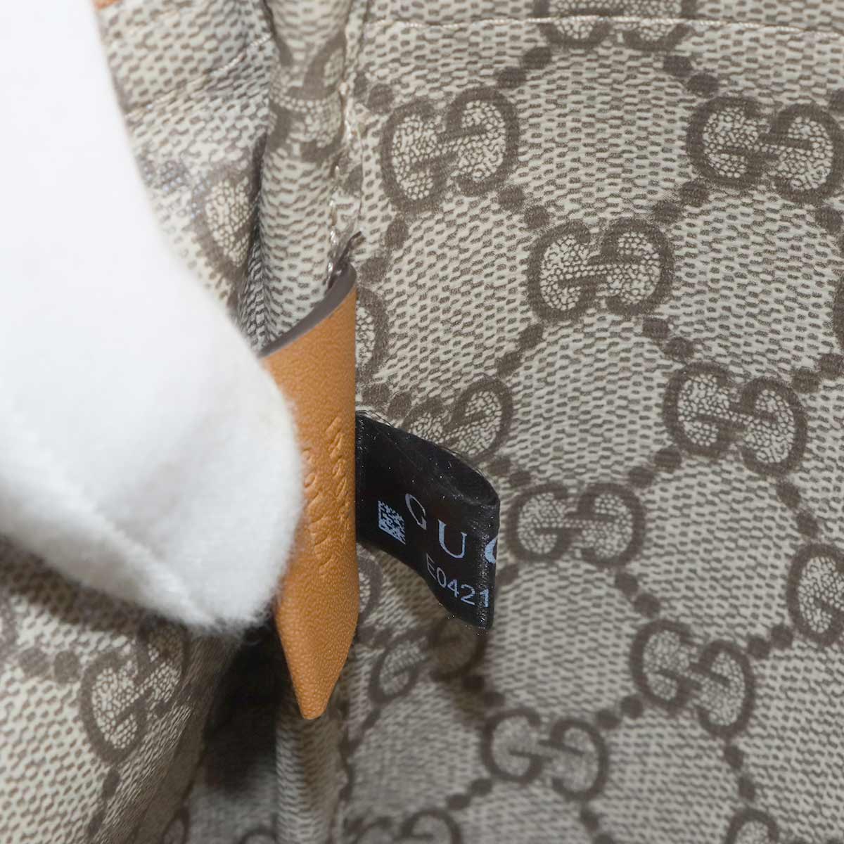 Clutch Bag Canvas Leather Beige Brown 777165 Purse