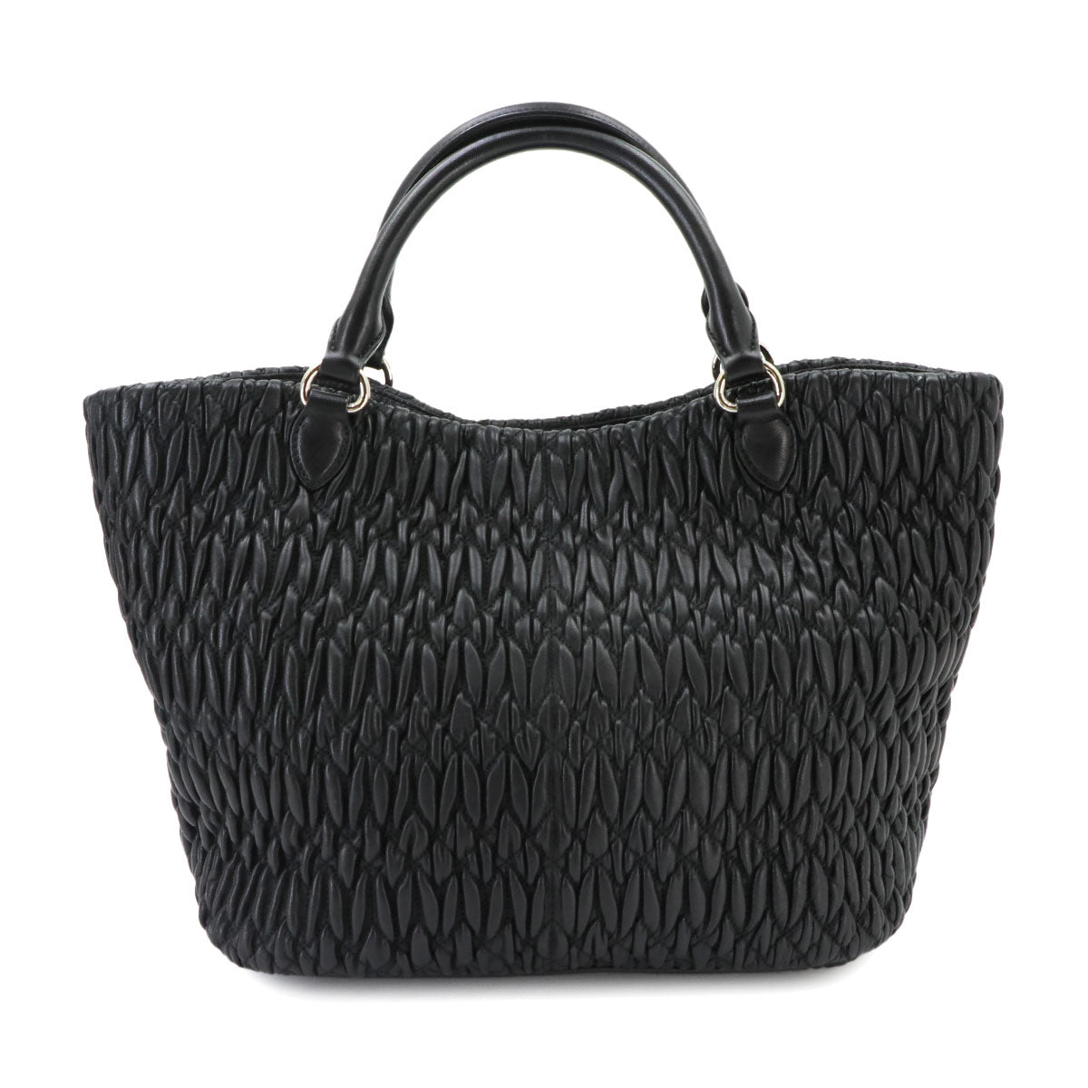 Matelasse Hand Chain Shoulder Bag Leather Black