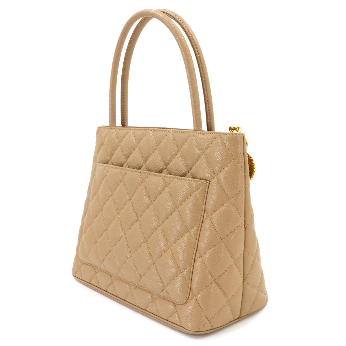 Medallion Tote Bag Leather Beige A01804 Coco Logos