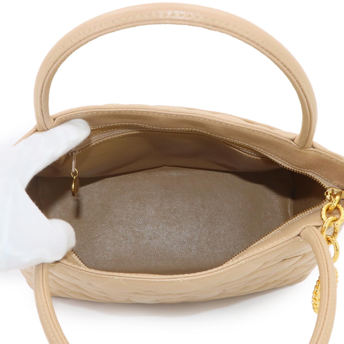 Medallion Tote Bag Leather Beige A01804 Coco Logos