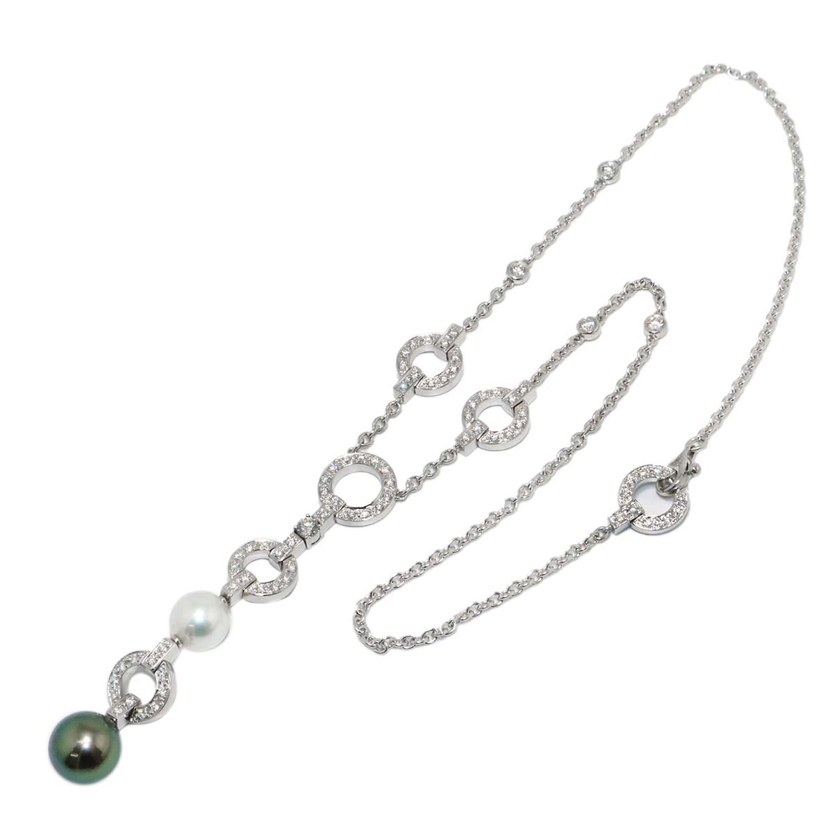 South Sea akoya pearl 12.0-9.7mm Diamond Pearl Necklace 18K WG 750