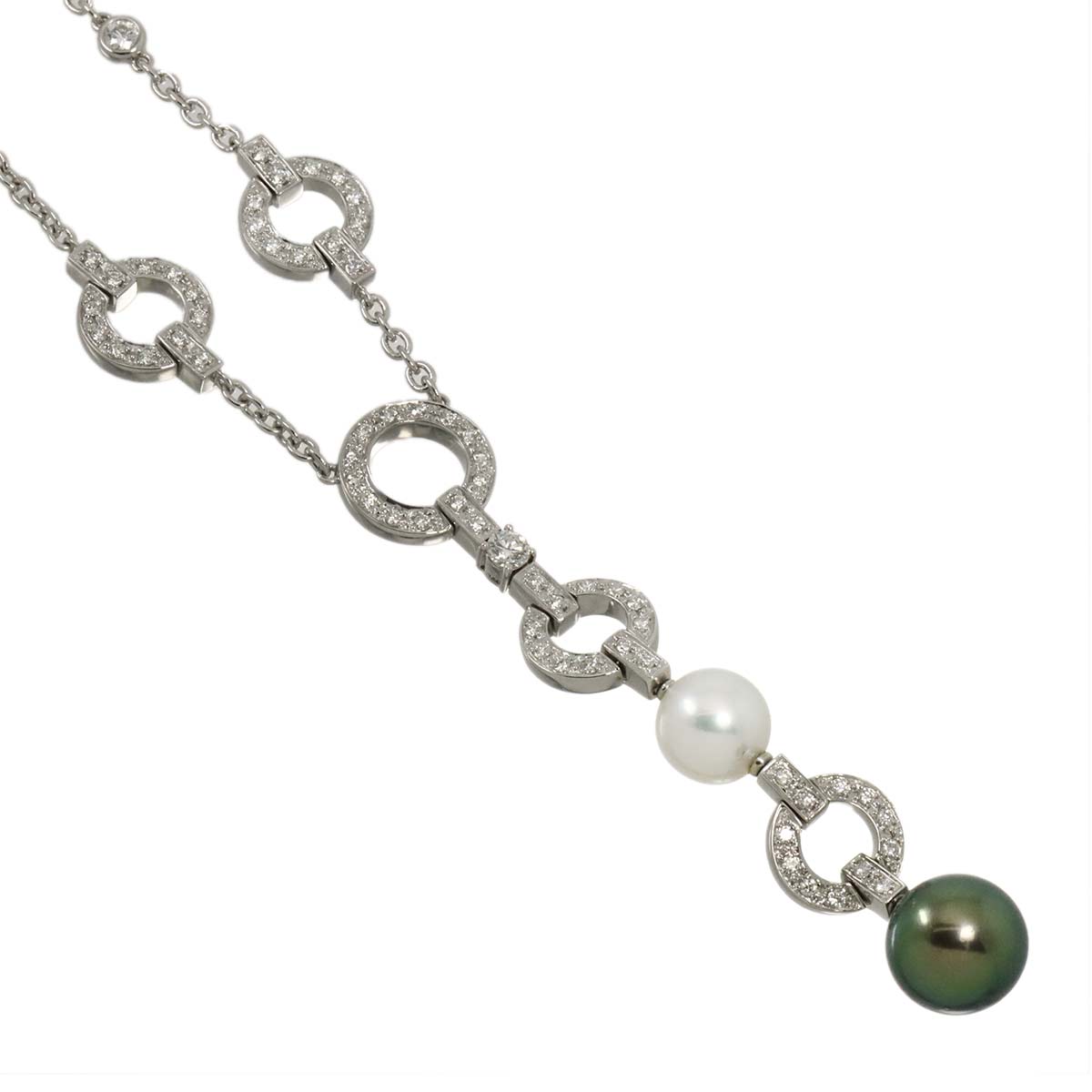 South Sea akoya pearl 12.0-9.7mm Diamond Pearl Necklace 18K WG 750