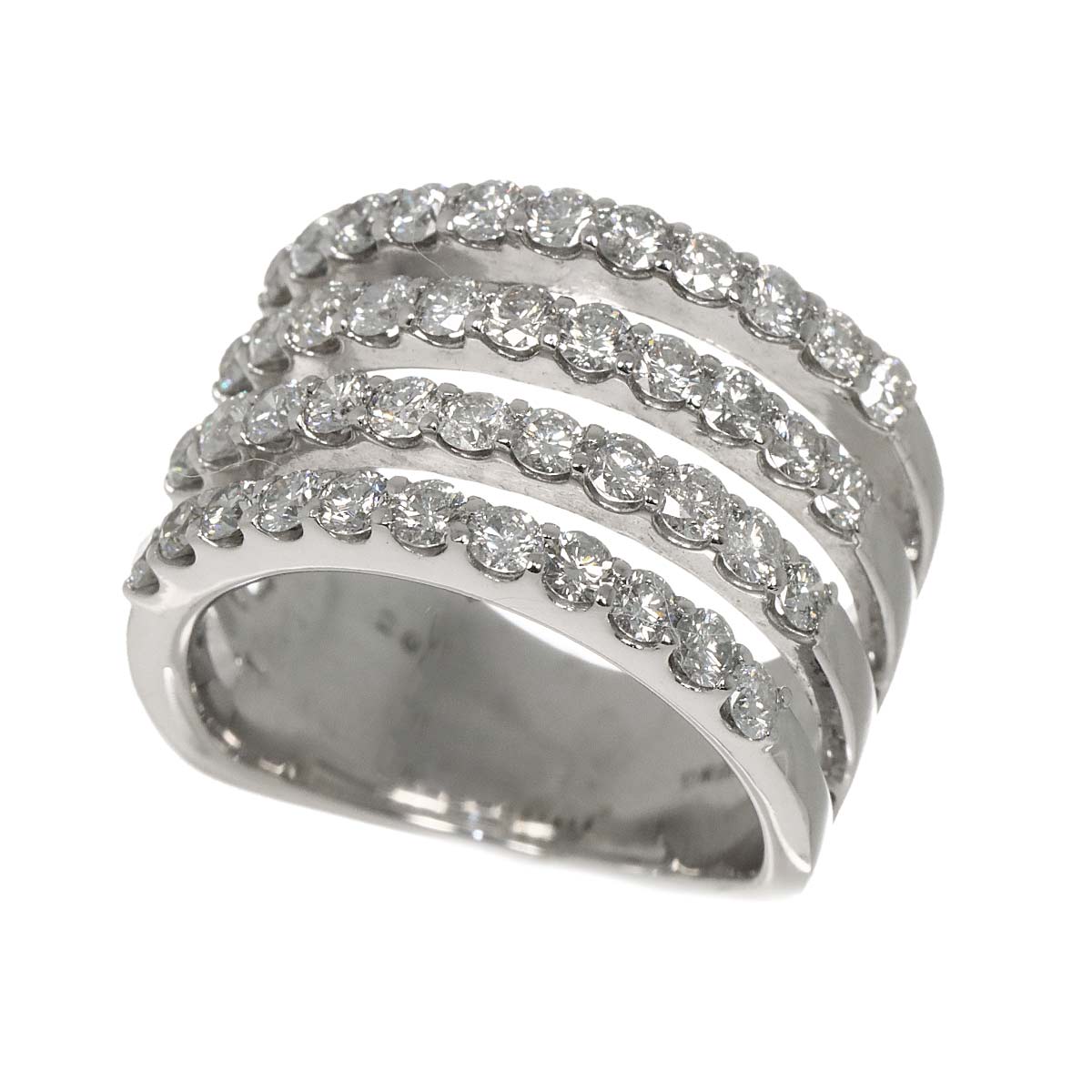 Diamond 2.00ct Ring 18K K18 WG White Gold size6.25-6.5(US)