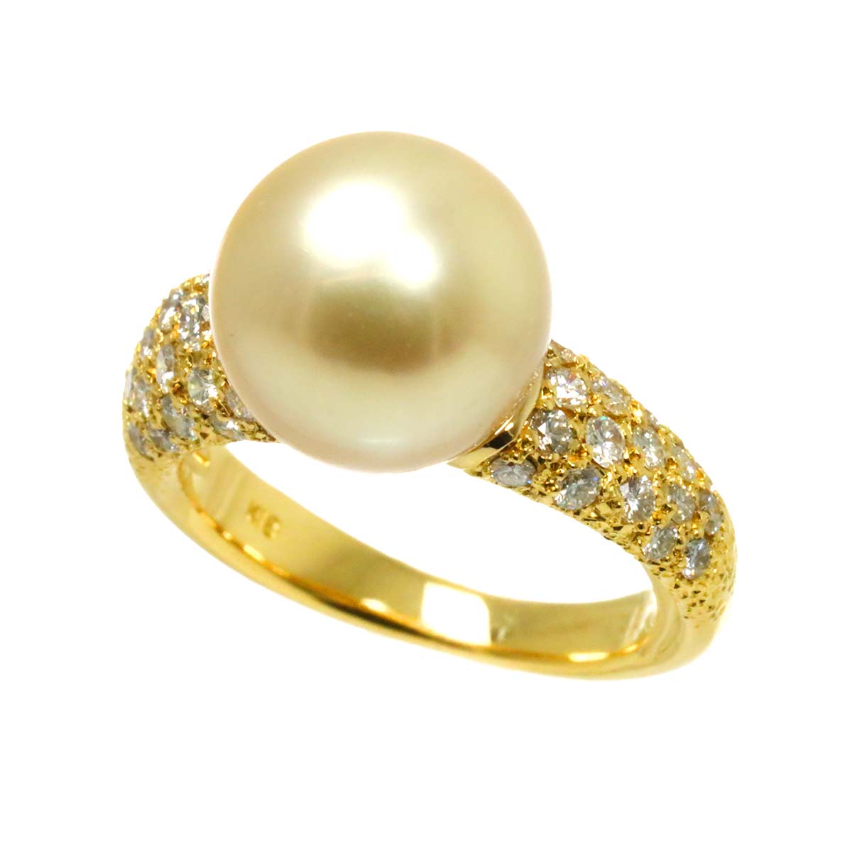 South Sea pearl 10.8mm Diamond 0.57ct Ring 18K K18 YG 750 5.25(US)