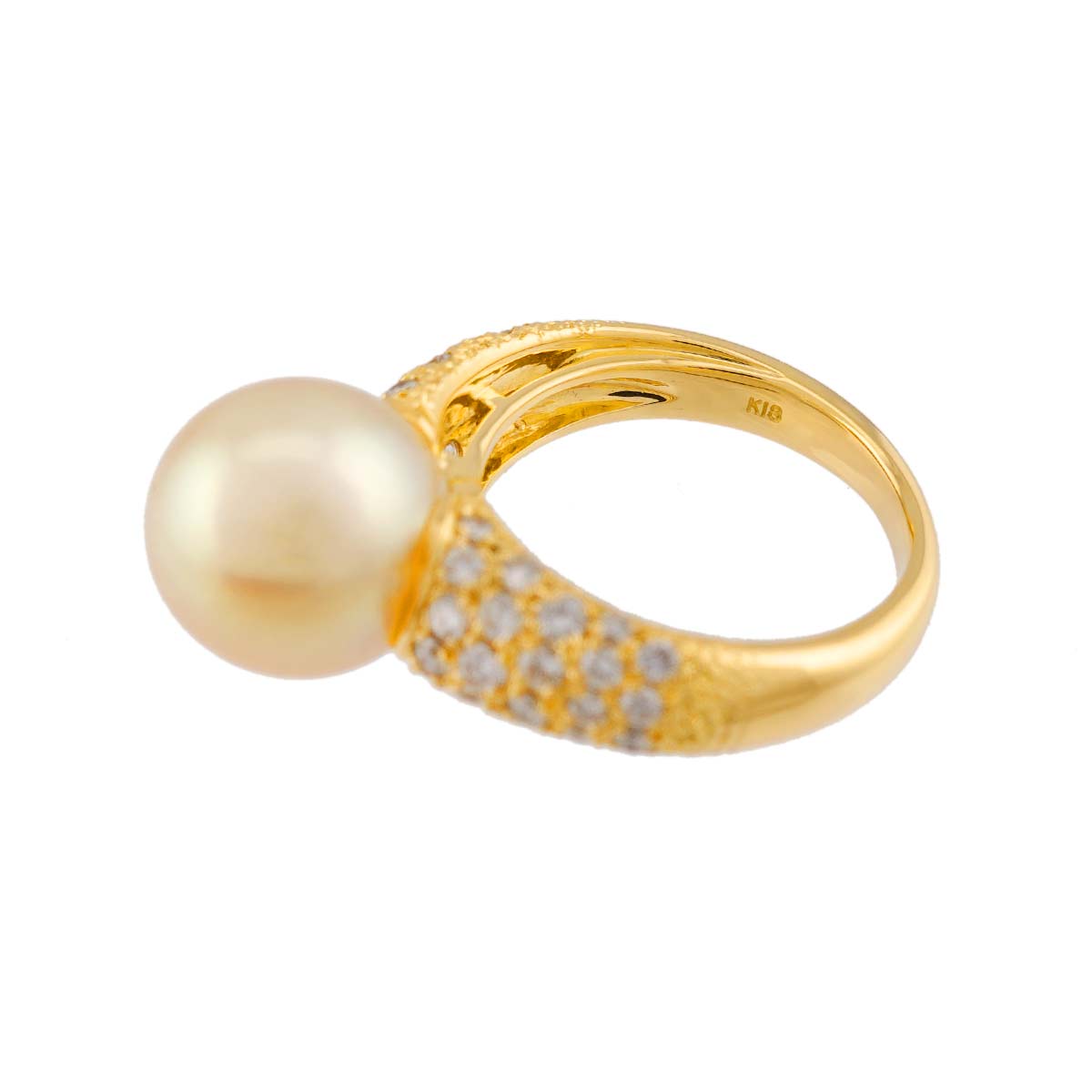 South Sea pearl 10.8mm Diamond 0.57ct Ring 18K K18 YG 750 5.25(US)