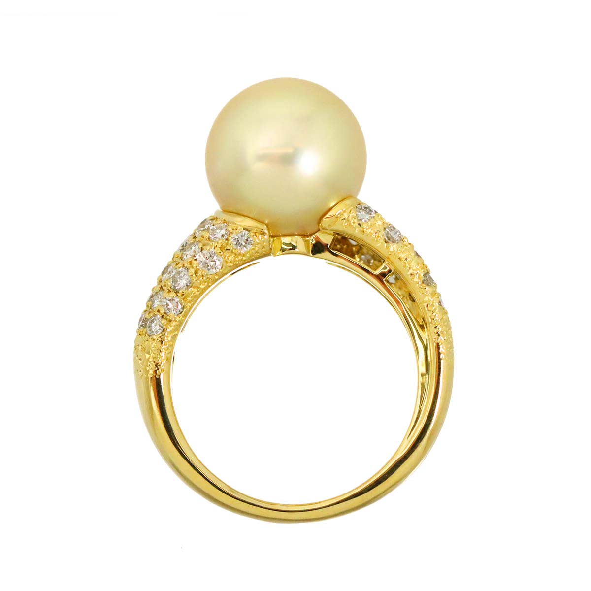 South Sea pearl 10.8mm Diamond 0.57ct Ring 18K K18 YG 750 5.25(US)