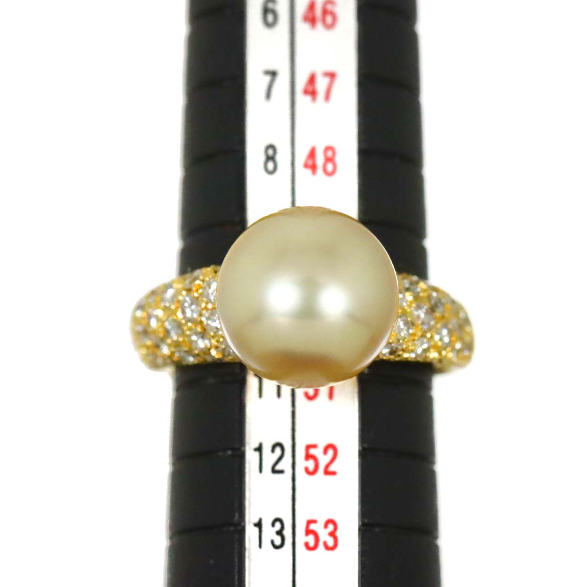South Sea pearl 10.8mm Diamond 0.57ct Ring 18K K18 YG 750 5.25(US)
