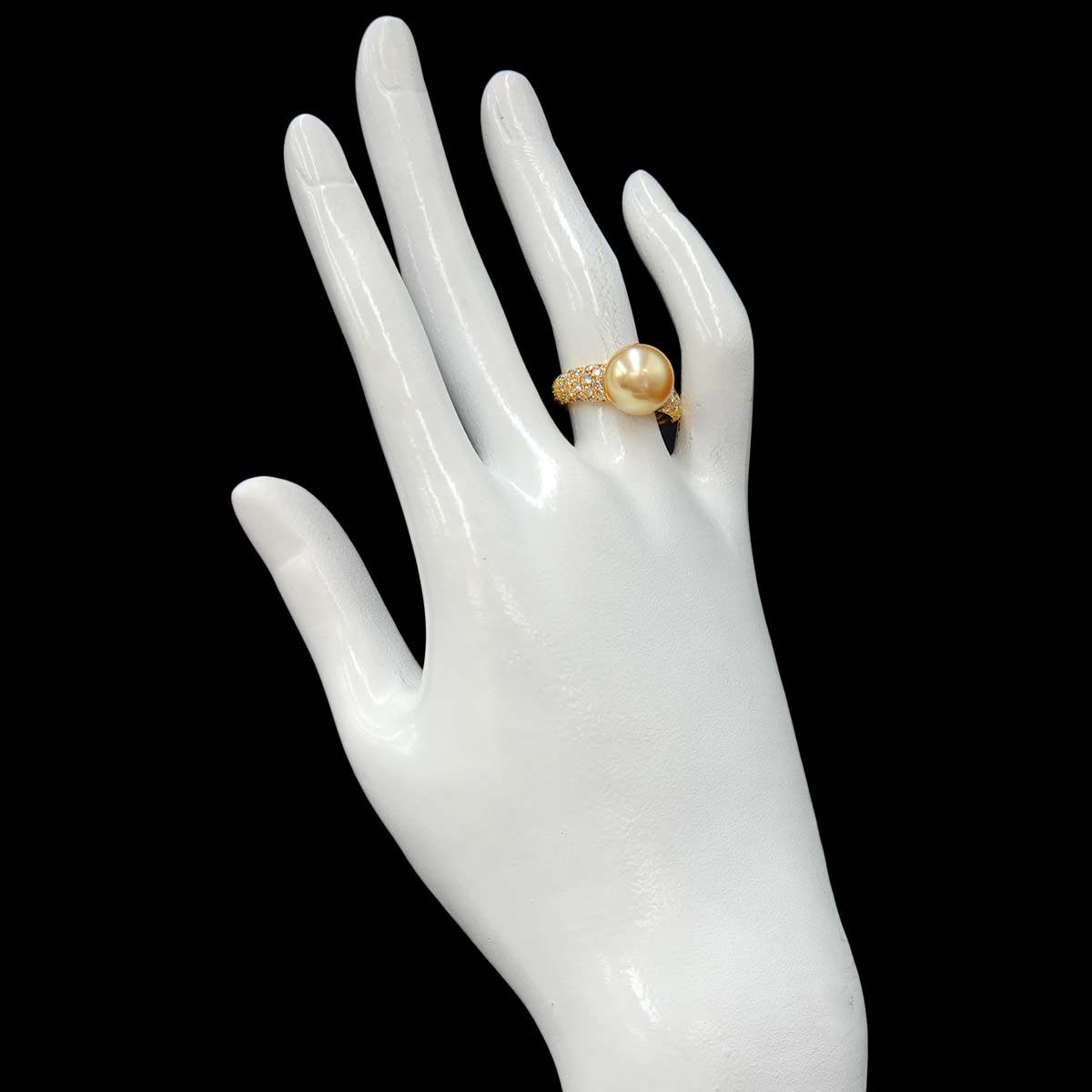 South Sea pearl 10.8mm Diamond 0.57ct Ring 18K K18 YG 750 5.25(US)