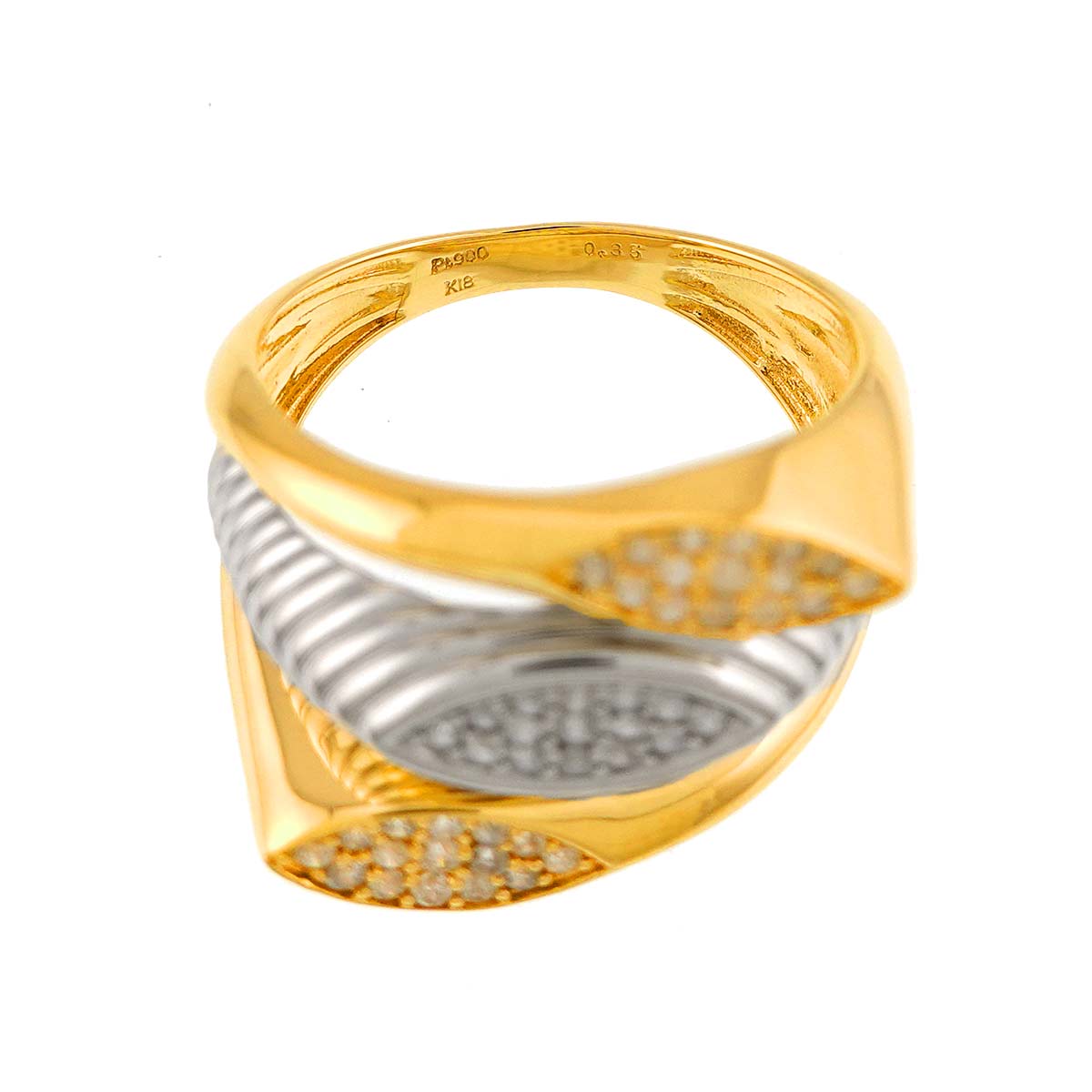 Diamond 0.35ct Ring 18K YG Pt Yellow Gold 750 Platinum Size6(US)
