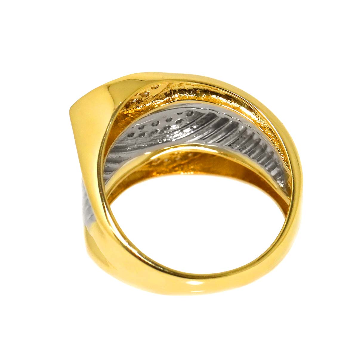 Diamond 0.35ct Ring 18K YG Pt Yellow Gold 750 Platinum Size6(US)