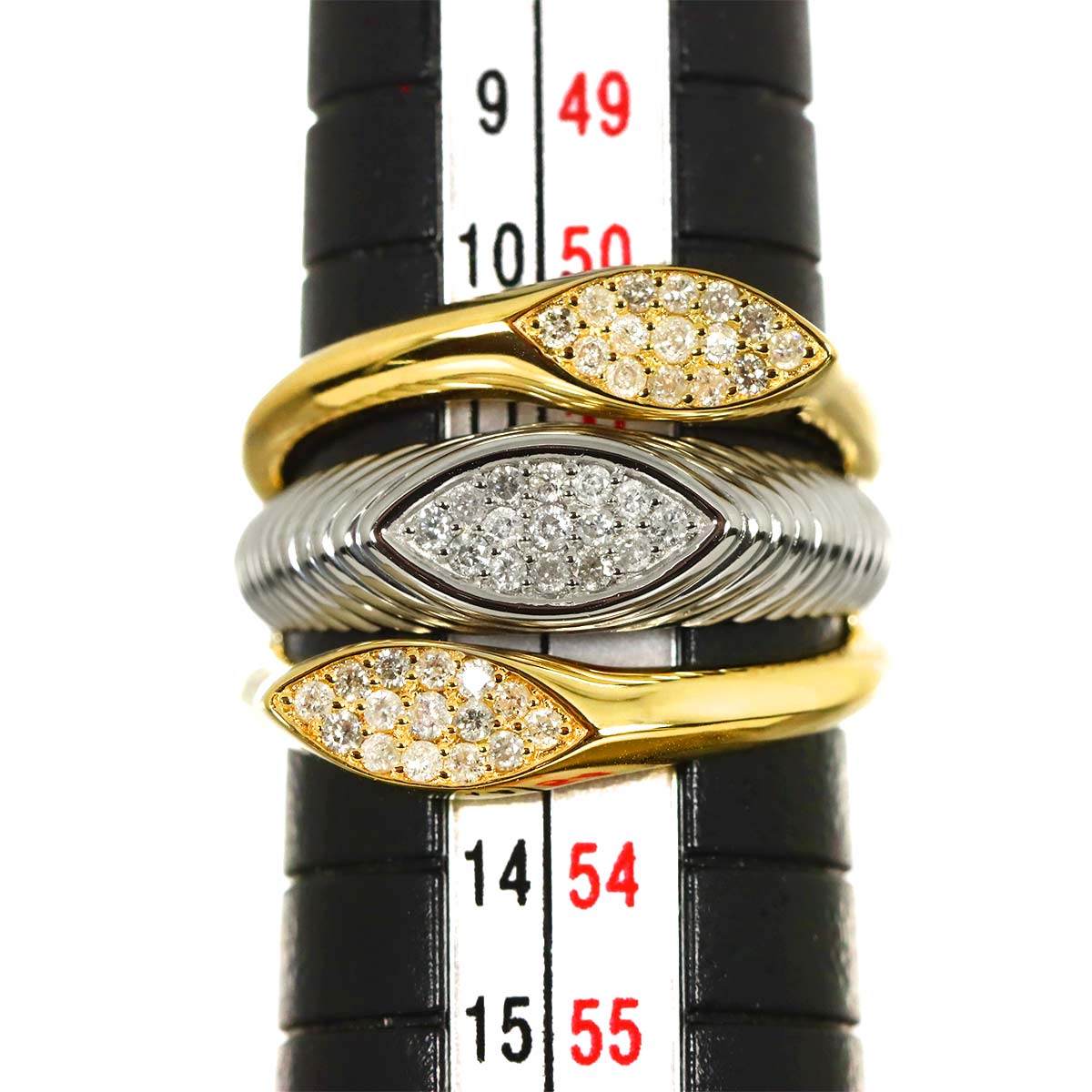 Diamond 0.35ct Ring 18K YG Pt Yellow Gold 750 Platinum Size6(US)