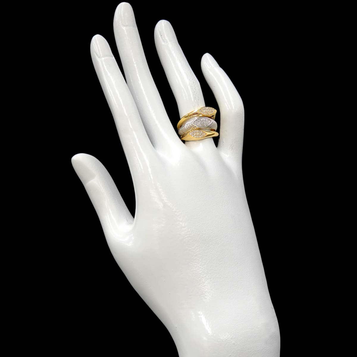 Diamond 0.35ct Ring 18K YG Pt Yellow Gold 750 Platinum Size6(US)