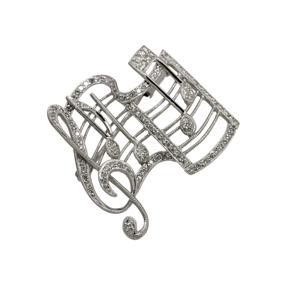 Diamond 0.43ct Brooch 18K WG White Gold 750