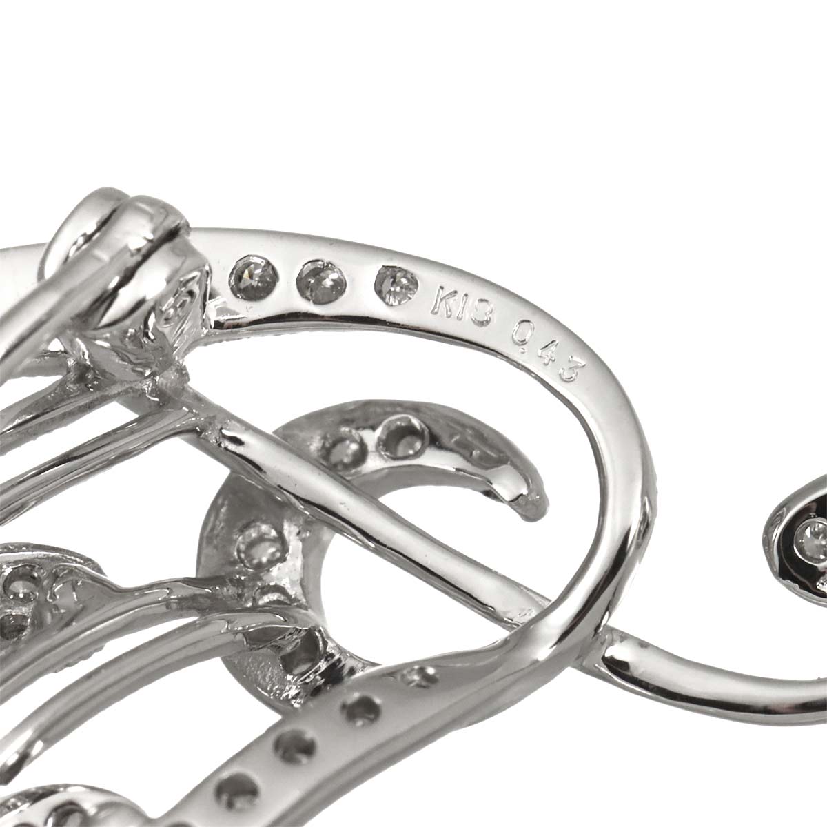 Diamond 0.43ct Brooch 18K WG White Gold 750