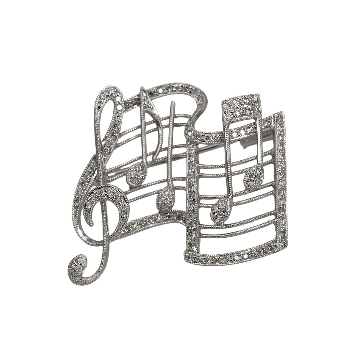 Diamond 0.43ct Brooch 18K WG White Gold 750