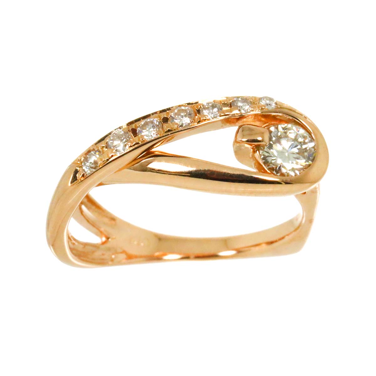 Diamond 0.186ct/0.11ct Ring 18K PG Pink Gold 750 Size3.25(US)