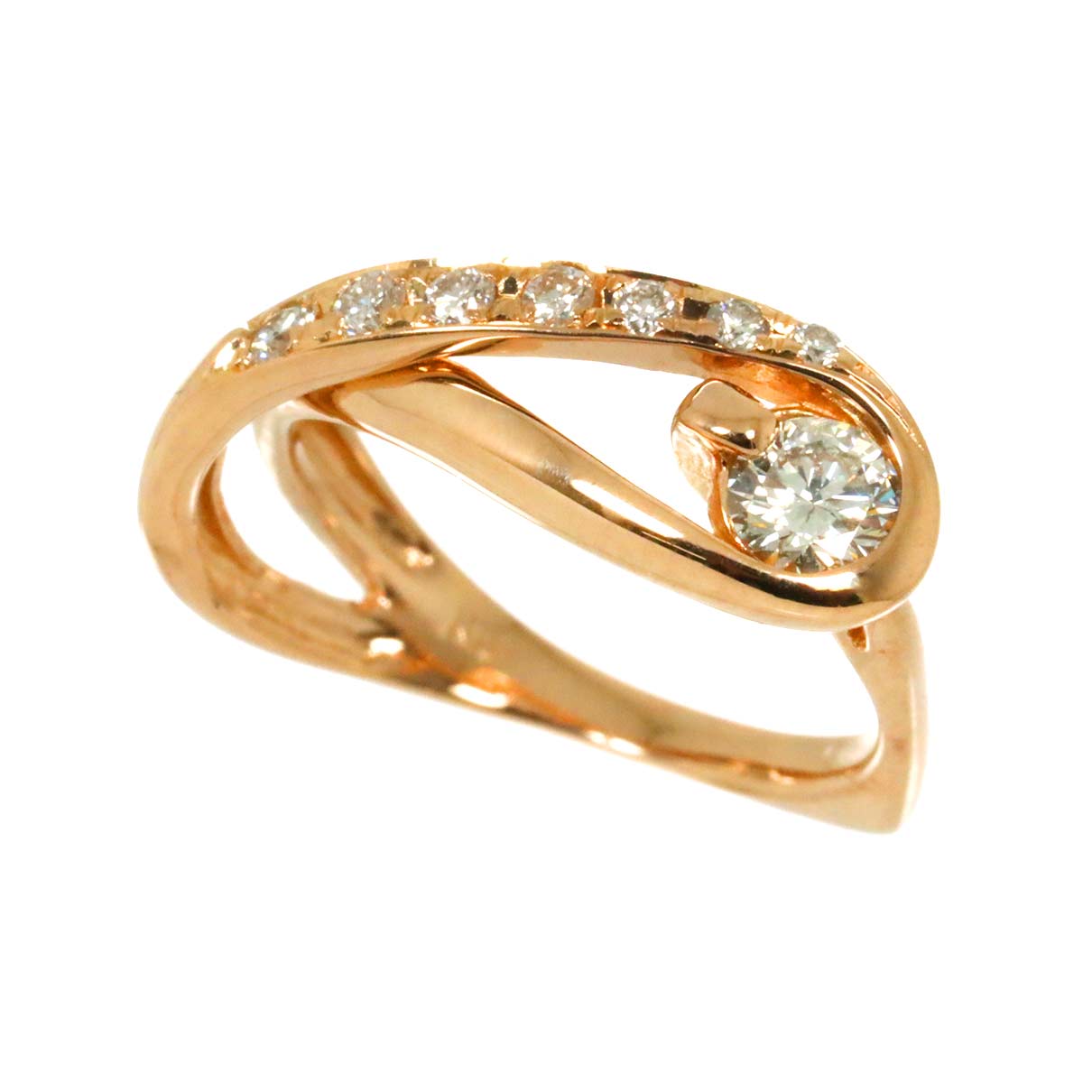 Diamond 0.186ct/0.11ct Ring 18K PG Pink Gold 750 Size3.25(US)