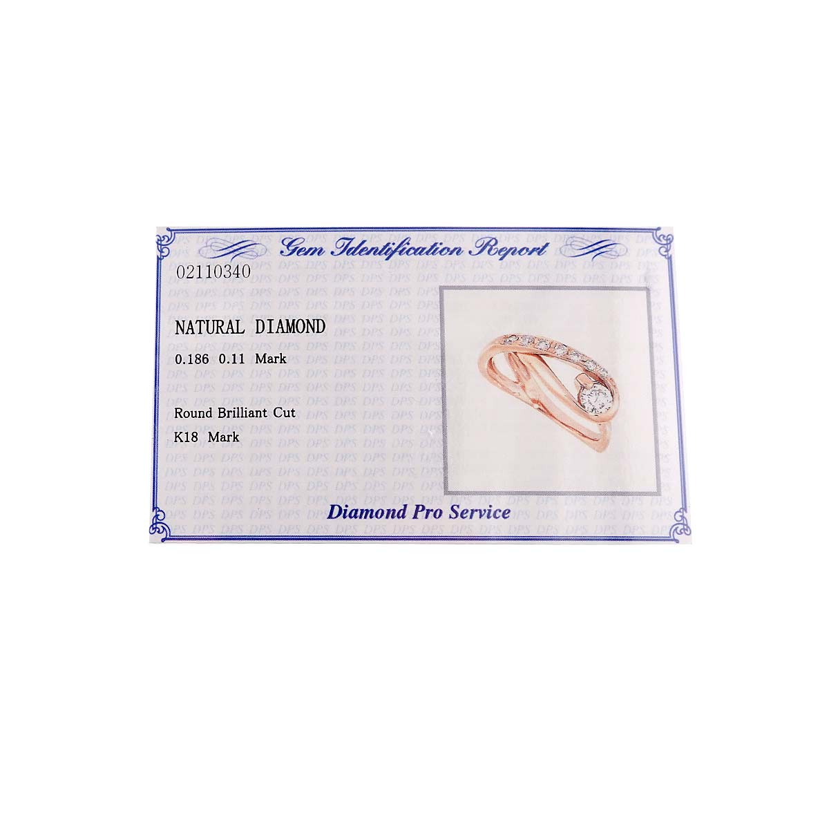 Diamond 0.186ct/0.11ct Ring 18K PG Pink Gold 750 Size3.25(US)