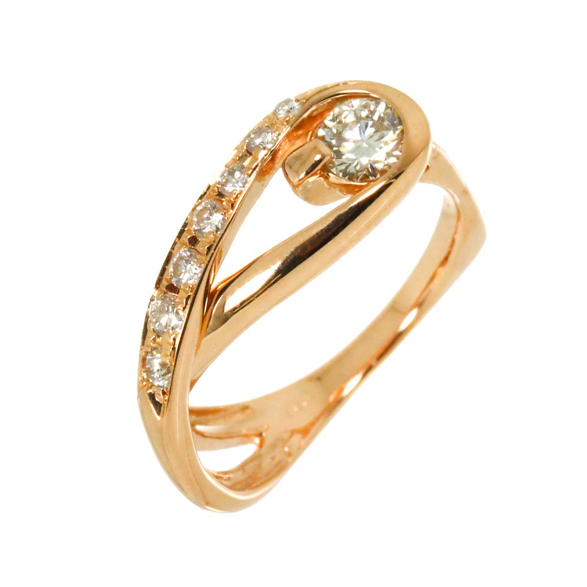 Diamond 0.186ct/0.11ct Ring 18K PG Pink Gold 750 Size3.25(US)