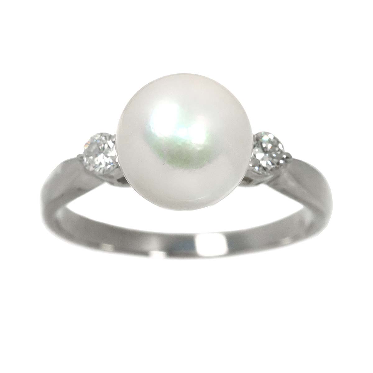 Akoya Pearl 9.1mm Diamond 0.21ct Ring Pt Platinum Size7.25(US)