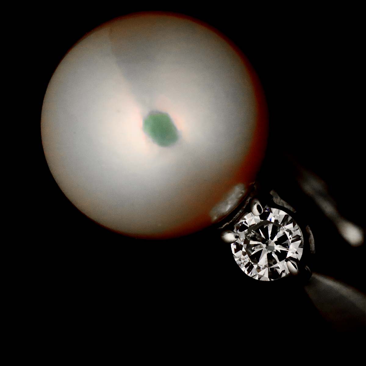Akoya Pearl 9.1mm Diamond 0.21ct Ring Pt Platinum Size7.25(US)