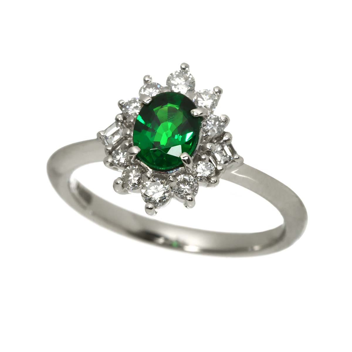 Garnet 0.53ct Diamond 0.293ct Ring Pt Platinum size4(US)