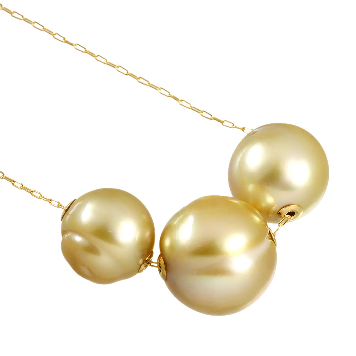 South Sea pearl 15.0-12.0mm Necklace 18K K18 YG Yellow Gold 750