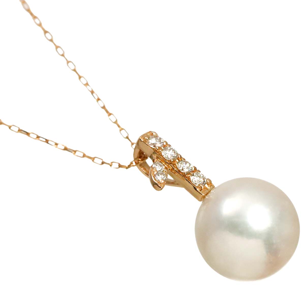 Akoya Pearl 8.6mm Diamond Necklace 18K K18 PG Pink Gold 750