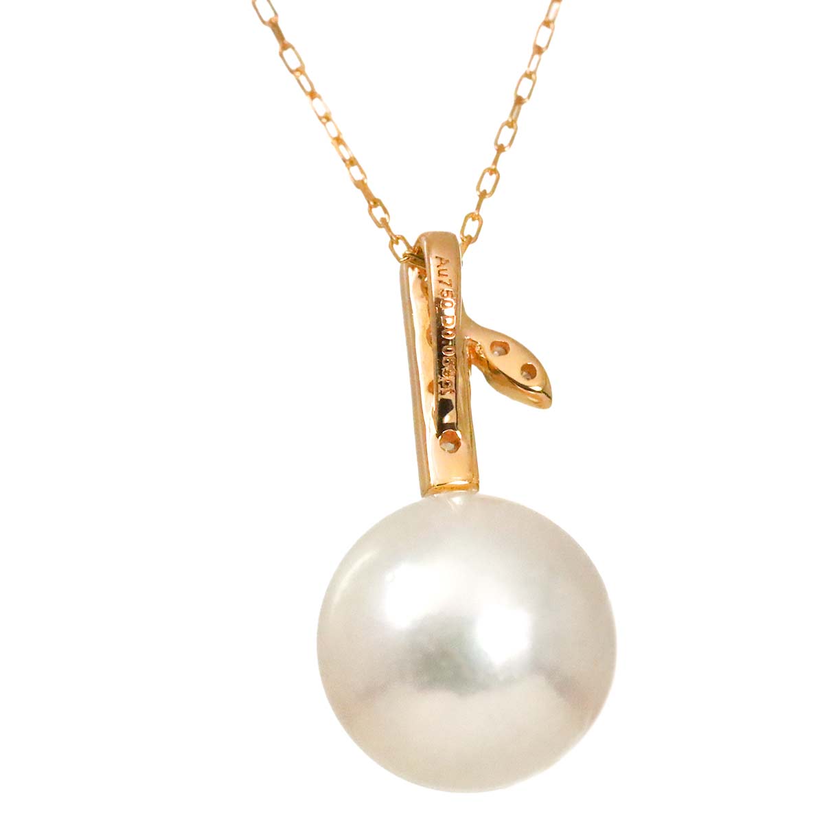 Akoya Pearl 8.6mm Diamond Necklace 18K K18 PG Pink Gold 750