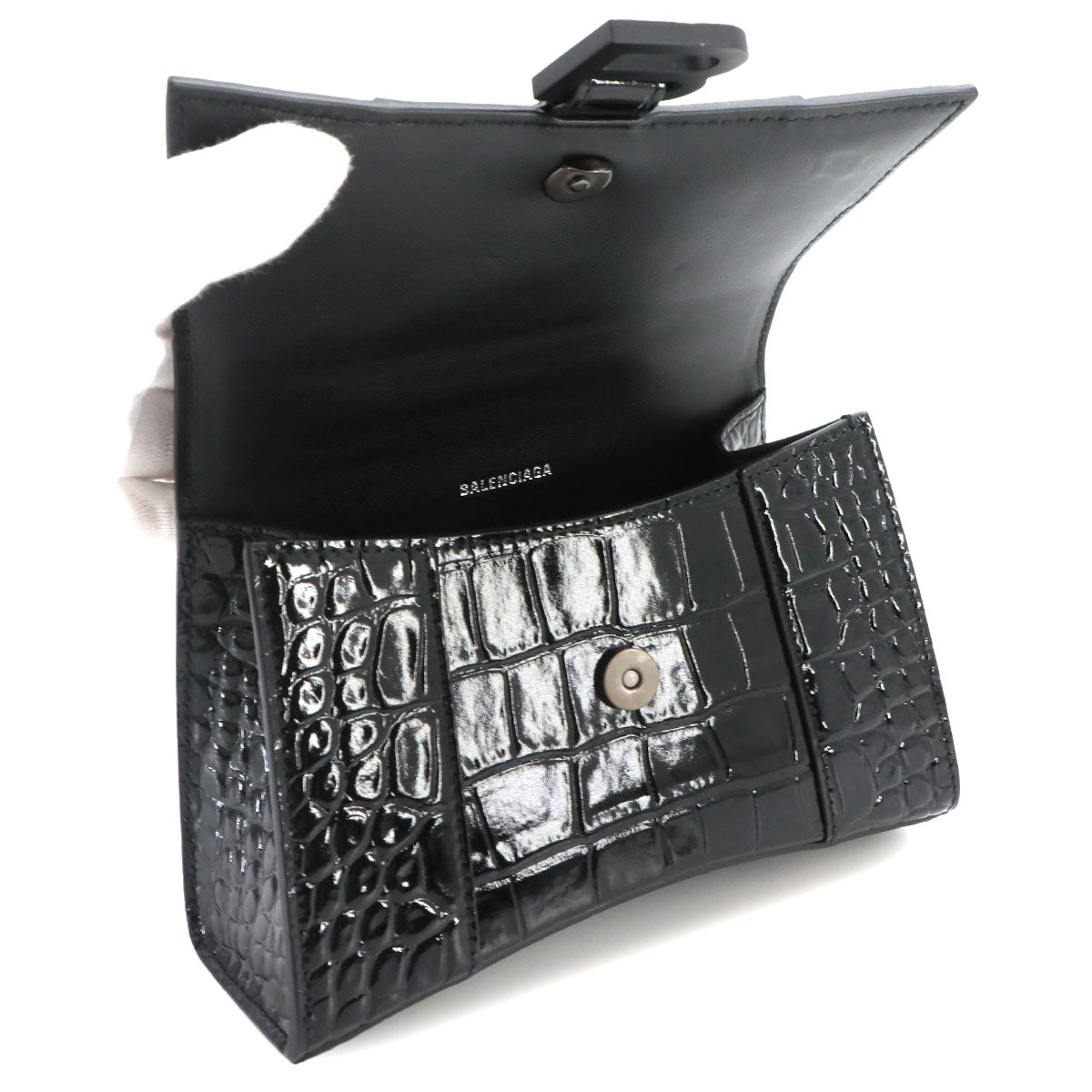 Hourglass XS Hand Shoulder Bag Lether Black 592833