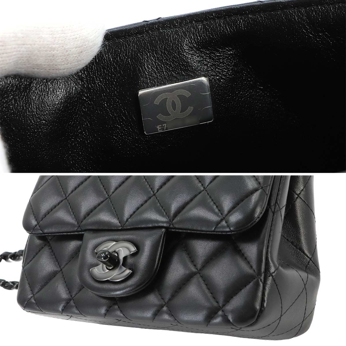 Mini Matelasse Chain Shoulder Bag Leather Black A01115 Purse