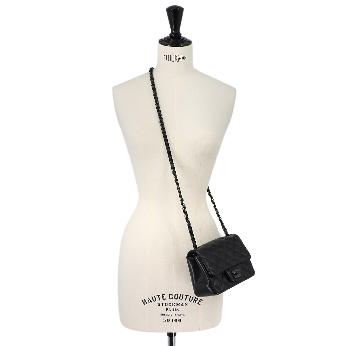 Mini Matelasse Chain Shoulder Bag Leather Black A01115 Purse
